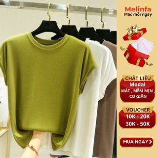 Áo thun cổ tròn vải Modal (gỗ Sồi) tự nhiên mát lạnh, áo phông nữ cộc tay mặc mùa hè mã VAA0431