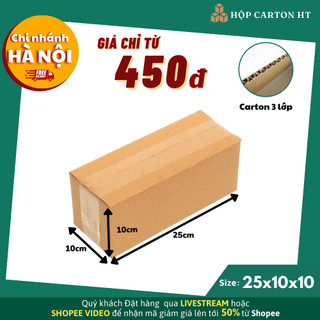 25x10x10 combo 10 hộp carton, thùng giấy cod gói hàng, hộp bìa carton đóng hàng giá rẻ