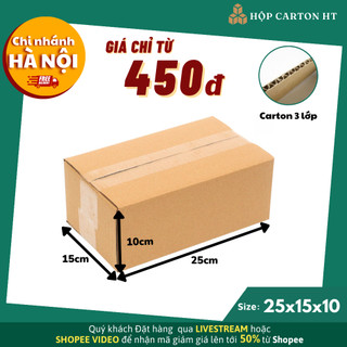 25x15x10 Combo 10 Hộp Carton Đóng Hàng Thùng Giấy Gói Hàng Quần Áo Giày Dép 3 Lớp - Hộp Carton HT