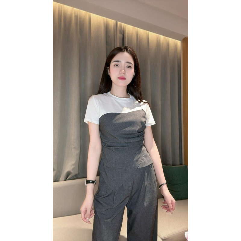 SET PHỐI LI EO VẠT CHÉO QUẦN SUÔNG