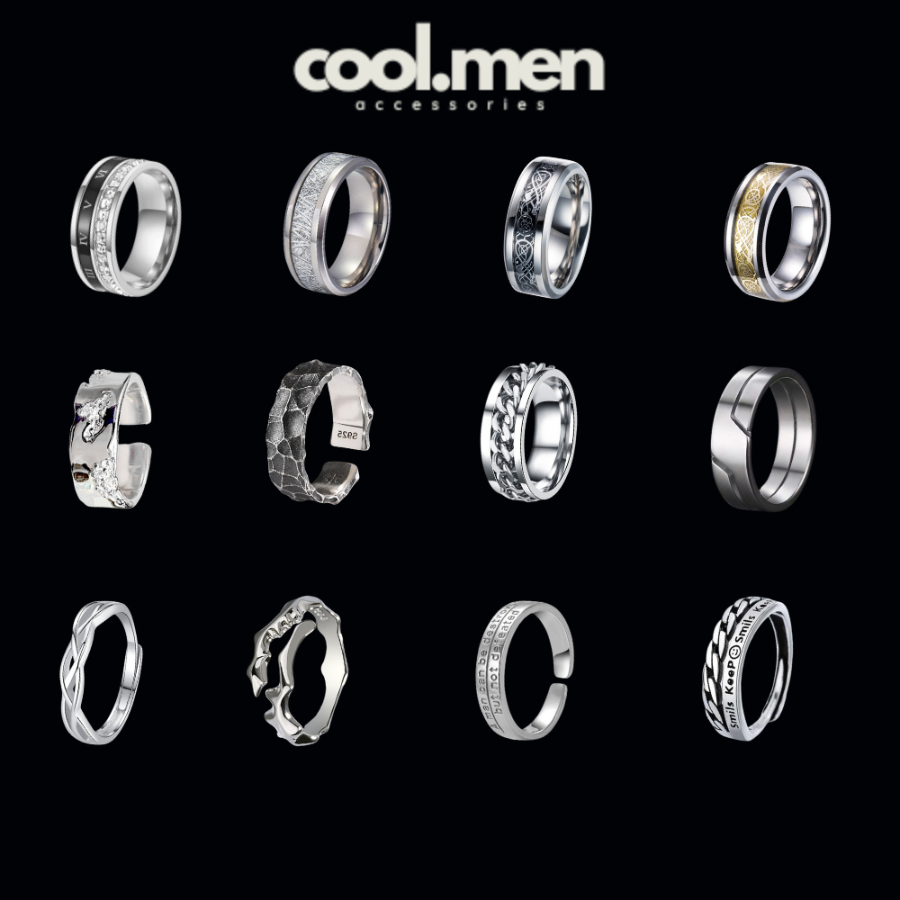 Nhẫn Nam Nữ Hở Điều Chỉnh Size – Tổng Hợp Nhẫn Mạ Bạc Titan Unisex – Phong Cách Hàn Quốc Coolmen