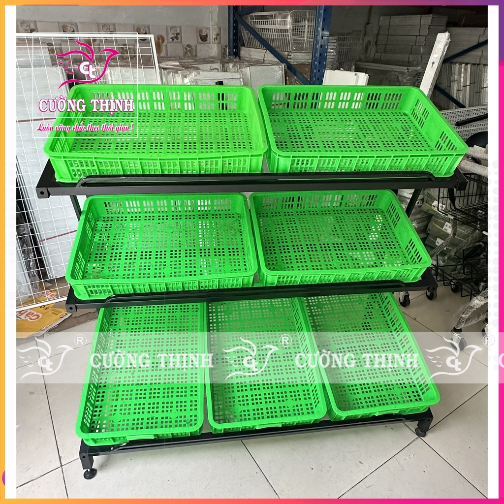 Kệ rau khay nhựa (cao 1m2 x dài 1m2 x rộng 60cm) x 3 tầng