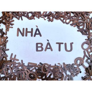 Chữ gỗ dán tường màu nâu cà phê cao 10cm có sẵn băng keo dán tường