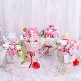 Bó hoa thỏ bunny tai cụp dễ thương bó hoa sáp hoa làm quà tặng sinh nhật trong các dịp lễ bst02