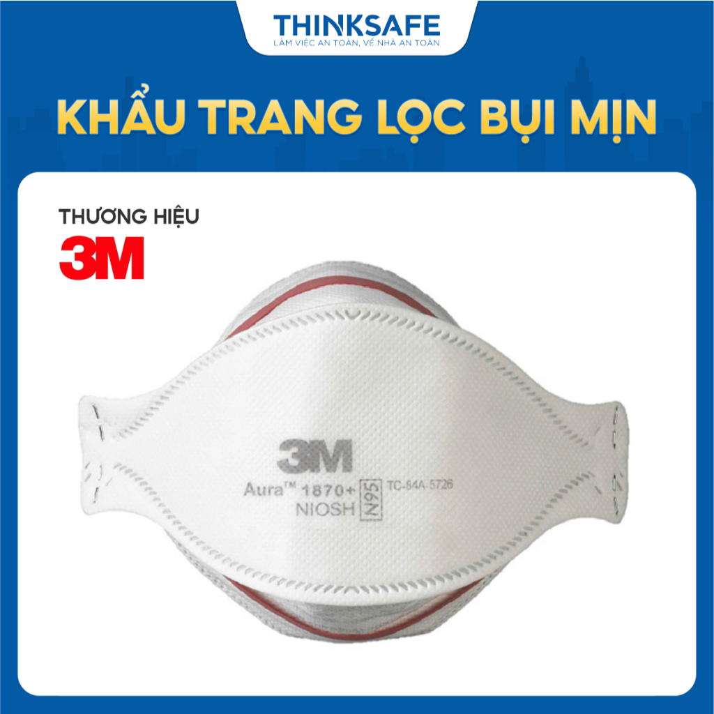 Khẩu trang 3M 1870+ chuyên dụng trong y tế kháng khuẩn, chống giọt bắn thiết kế 4D Khẩu trang N95 chính hãng - THINKSAFE