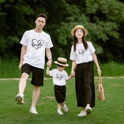 Áo thun gia đình 3-4-5 người in hình trái tim Family chất liệu thun cotton Loza GĐ2605