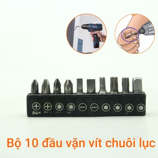 Bộ 10 đầu vặn vít chuôi lục