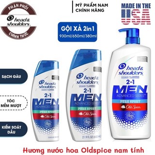 Dầu gội & xả ngừa gàu cho nam Head & Shoulders Old Spice Pure Sport 2-in-1 Anti-Dandruff 380ml/650ml/930ml (Mỹ)
