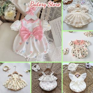 Set Bodysuit Màu Hồng Hoa Nhí Cho Bé Gái Sơ Sinh - 1 Tuổi Xô Muslin Thích hợp đi chơi tiệc, Quà tặng Thôi nôi MG223