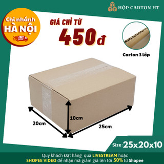 25x20x10 Combo 10 Hộp Carton Đóng Hàng, Thùng Bìa Giấy Giá Rẻ Tiện Lợi - Hộp Carton HT