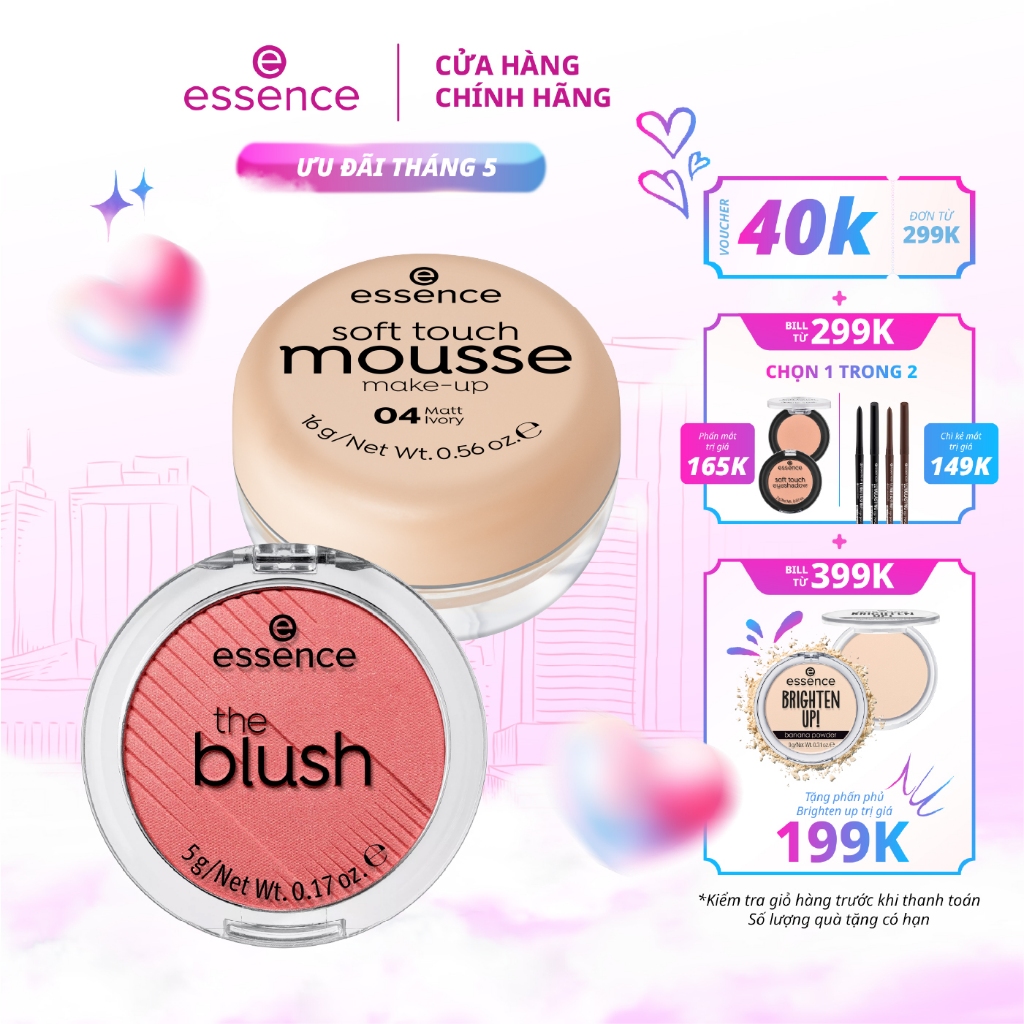 Combo makeup phấn tươi phấn má hồng Essence Đức trang điểm nhanh và dễ dàng 16g