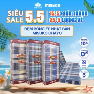Đệm bông ép Nhật Bản Misuko Super Ohayo vỏ cotton (lõi bông tinh khiết)