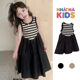 Váy ba lỗ cho bé gái A9 size đại 14 - 45kg chất liệu thun tăm phối thô lụa thoáng mát