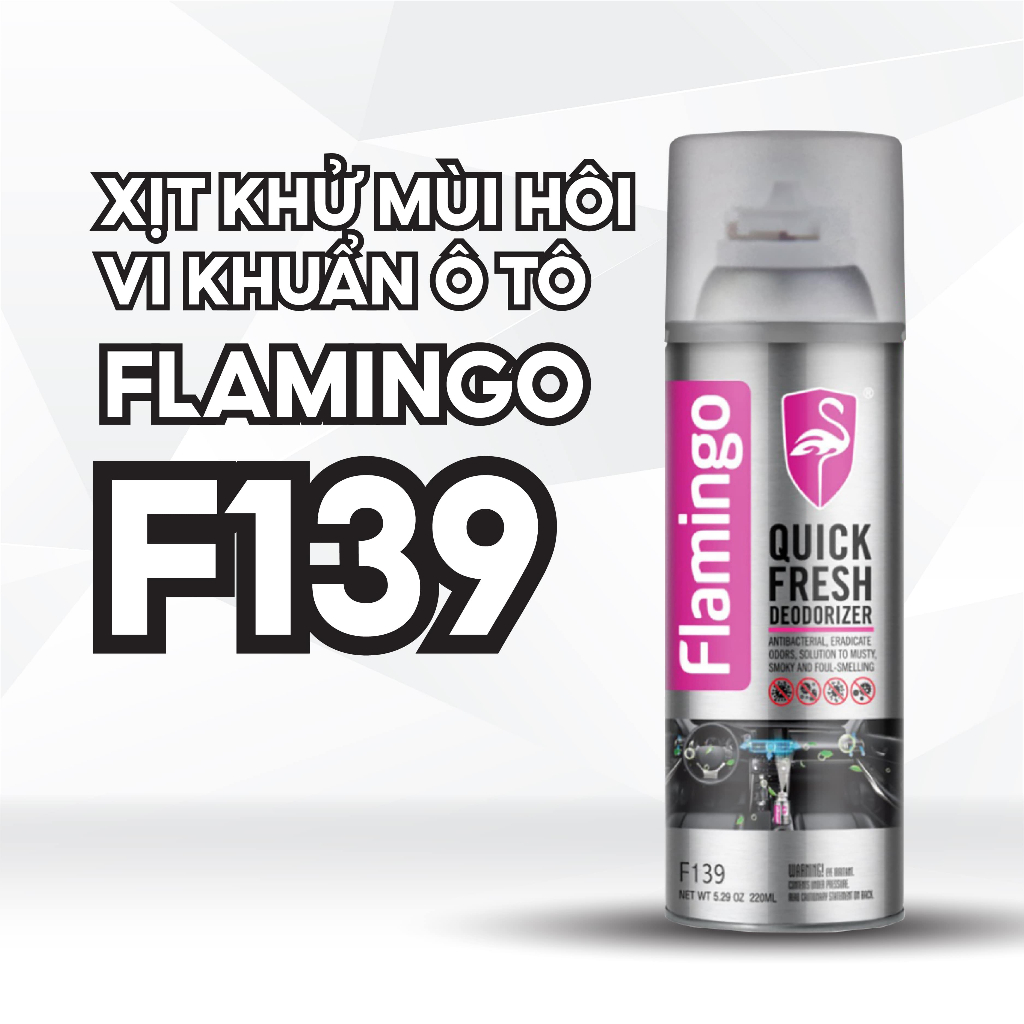 Xịt Khử Mùi Ô Tô, Xịt Xông Khử Mùi Diệt Khuẩn Nano Trong Xe Flamingo F139 220ml