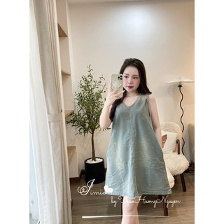 Váy jean nơ cổ V siêu hot qcl1