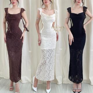 1546 - đầm tiệc cổ đổ thướt tha với chất liệu ren cao cấp