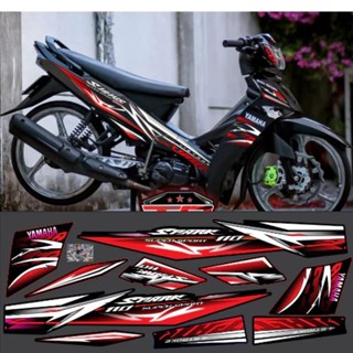 xe sirius màu đen dán tem sấm sét đỏ trắng đẹp