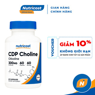 NUTRICOST CDP CHOLINE CITICOLINE 300MG - Viên Uống Hỗ Trợ Trí Nhớ và Phát Triển Não Bộ 60 Viên Nhộng