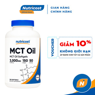 NUTRICOST MCT OIL 3000MG Cung Cấp Năng Lượng Hỗ Trợ Quá Trình Tiêu Hóa Và Trao Đổi Chất 150 Viên Gel