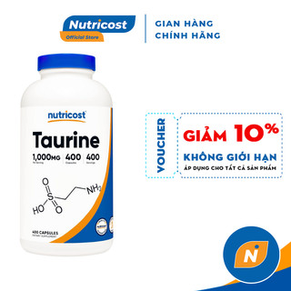 NUTRICOST TAURINE 1000MG Bổ Sung Chất Xơ, Hỗ Trợ Sức Khỏe Tim Mạch Và Thị Lực 400 Viên nhộng