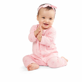 LULLABY Bộ quần áo cài giữa tay dài bèo bé gái NH4749B