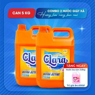 Combo 2 nước giặt xả Clara hương hoa nắng ban mai can 5kg ngát hương thơm, làm sạch sợi vải