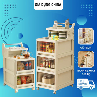 Kệ đựng đồ sơ sinh, kệ để đồ nhà bếp,đồ ăn vặt kệ xe đẩy gấp gọn có bánh xe di chuyển tiện lợi
