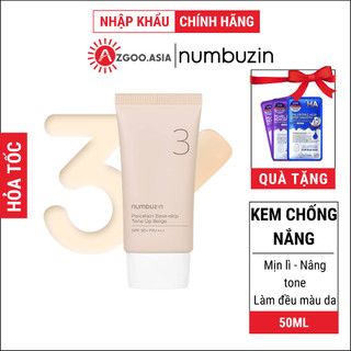 Kem Chống Nắng Numbuzin Nâng Tone Porcelain Base-skip Tone Up Beige Mịn Lì Đều Màu Da 50ml