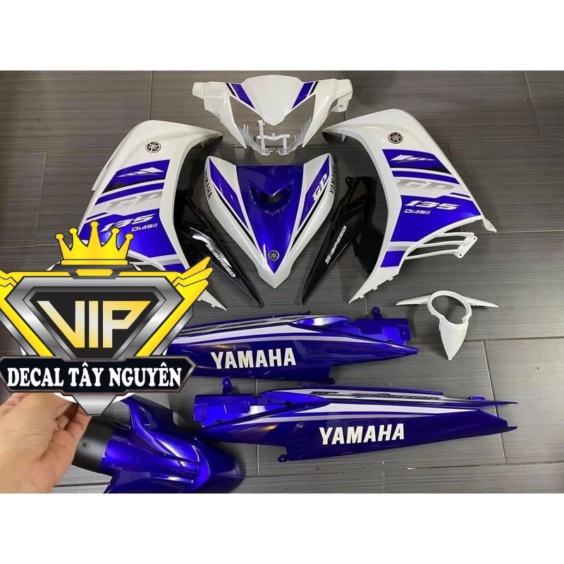 Dàn áo Exciter 135 trắng xanh đời 2014 chính hãng Yamaha tặng tem zin