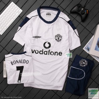 Áo MU Sân Khách Quần Trắng Chuẩn Thi Đấu - Set Bộ Quần Áo Đá Banh CLB Manchester United 2023 màu Trắng Vải thái cao cấp