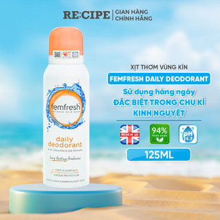 Xịt Thơm Vùng Kín Nữ, Xịt Khử Mùi Nam Nữ Lưu Hương Suốt 24h Femfresh Deodorant Spray 125ml