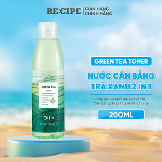 Toner Cấp Ẩm Da Dầu Mụn, Nước Cân Bằng Trà Xanh Ottie Green Tea làm dịu da Giảm Mụn 200ml