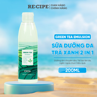 Sữa Dưỡng Da Trà Xanh Ottie Green Tea Emulsion, Kem Dưỡng Ẩm Da Dầu Mụn chuyên sâu 200ml