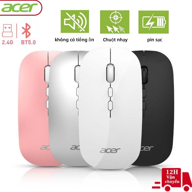 Chuột không dây acer OMR050 Bluetooth 2.4Ghz tự sạc pin cao cấp 2 trong 1 chống ồn dùng cho Máy Tính,Laptop,laptop táo