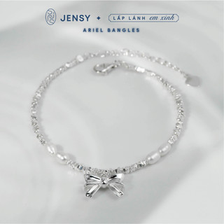 Lắc tay bạc nữ cao cấp jensy nơ siêu xinh mix ngọc trai thật "ariel" ltars6327. vòng tay bạc nữ 925