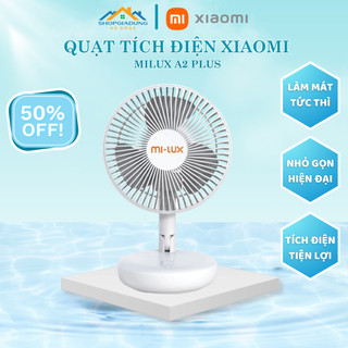 Quạt tích điện để bàn, Quạt mini Mi-lux A2 Plus, nhỏ gọn tiện lợi. bảo hành 12 tháng
