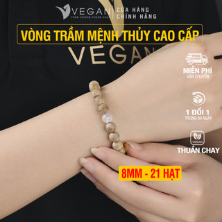 Vòng tay VEGAN Trầm Hương tốc kiến dành cho Mệnh Thủy - Đá Trắng