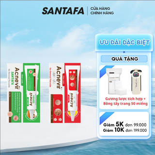 Bộ kem giảm mụn mủ, trứng cá, mụn bọc cho nam và nữ, an toàn cho da, đạt chuẩn GMP Acnevir Santafa tuýp 15g