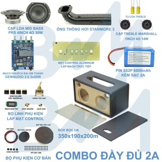 Combo chế loa đầy đủ 2.0 PRS 4inch 2x44W bluetooth - chế loa kiểu dáng Marshall Stanmore 350x190x200mm