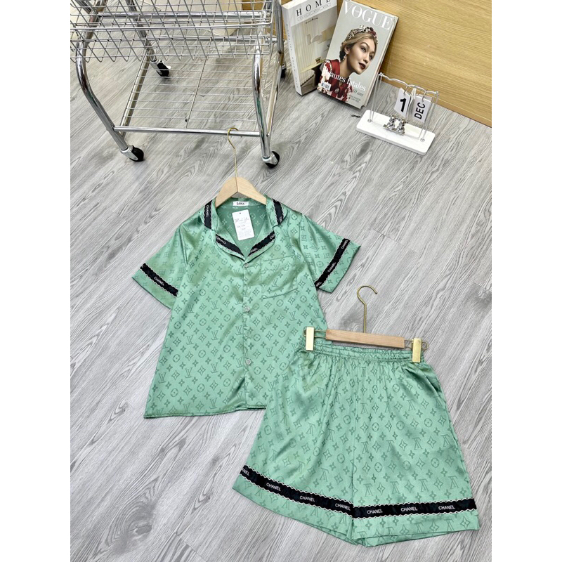 Bộ pyjama nữ mặc nhà lụa gấm mềm mịn,thoáng mát