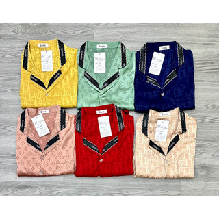 Bộ pyjama nữ mặc nhà lụa gấm mềm mịn,thoáng mát