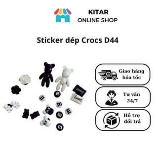 Sticker dép Crocs màu trắng đen dễ thương và cá tính D45