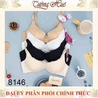 Áo lót nữ annie 8146 phối ren có gọng mút mỏng.