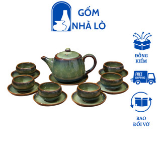Ấm chén pha chè, ấm chén gốm sứ bát tràng, ấm chén uống trà, ấm chén tử sa gốm nhà lò