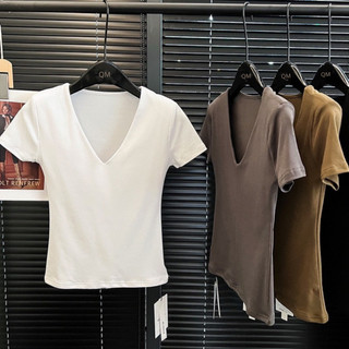 Aó thun cổ tim chất cotton co giãn 4 chiều lên dáng sexy siêu xinh ma525