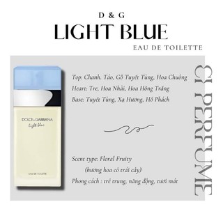 Nước hoa DG light Blue EDT hương hoa và trái cây thơm mát 10ml