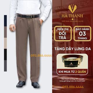 Quần Âu Nam Trung Niên Chất Vải Cashmere Cao Cấp Thấm Hút Tốt Màu Ghi Xám Phối Vest Trẻ Trung Sang Trọng