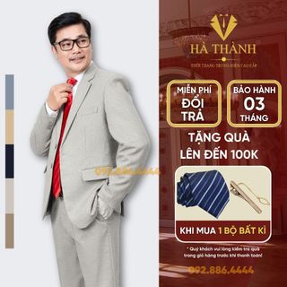 Bộ Vest Nam Trung Niên Chất Liệu Vải Tuýt Si Nhập Khẩu Hàn Quốc Co Giãn Nhẹ Màu Cát Kem Sang Trọng Lịch Lãm