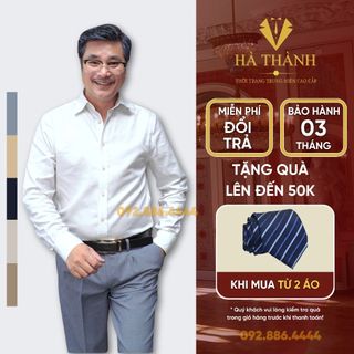 Áo Sơ Mi Nam Trung Niên Vải Cotton Classic Trơn Màu Trắng Dài Tay Sang Trọng Lịch Sự Tôn Dáng