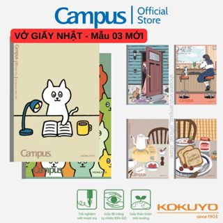 (15 mẫu) Vở GIẤY NHẬT kẻ ngang có chấm Campus CAO CẤP, giấy mịn, dai thân thiện với mắt, môi trường